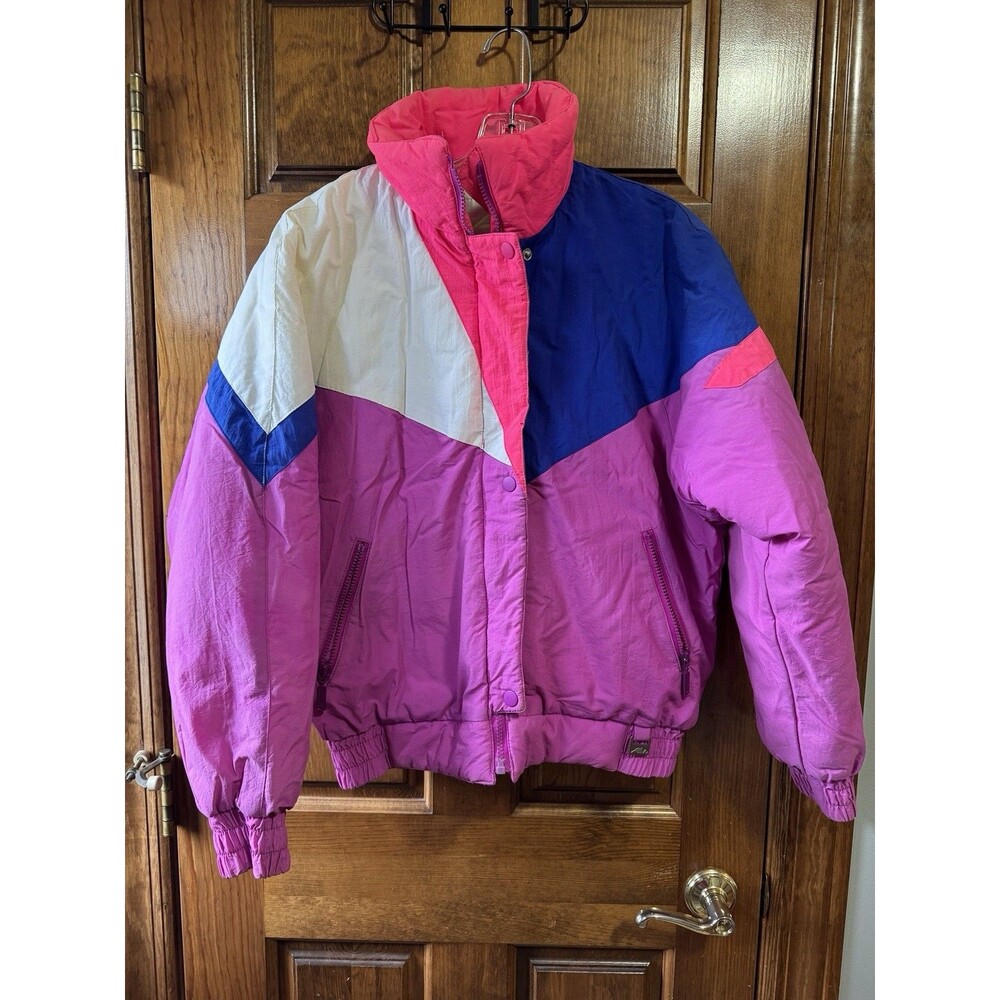 Ladies Vintage Neon Pink Purple Club Ski Attivo Size 10 Coat Jacket